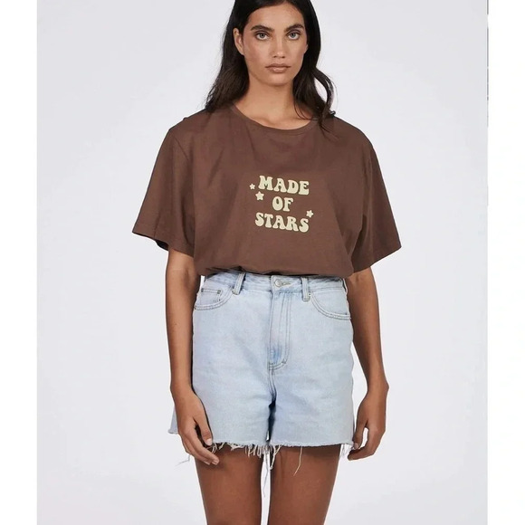 Charlie Holiday Made of‎ Star Boyfriend T-shirt Sz Large NWT Neutral Minimalist - Picture 3 of 13